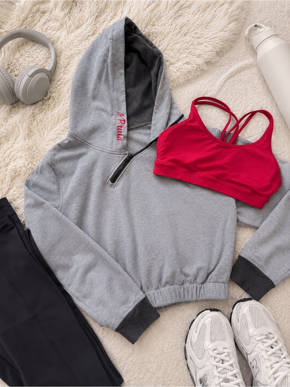 P’tula Cropped Hoodie & Sports Bra Set Small Athletic Lounge Bundle